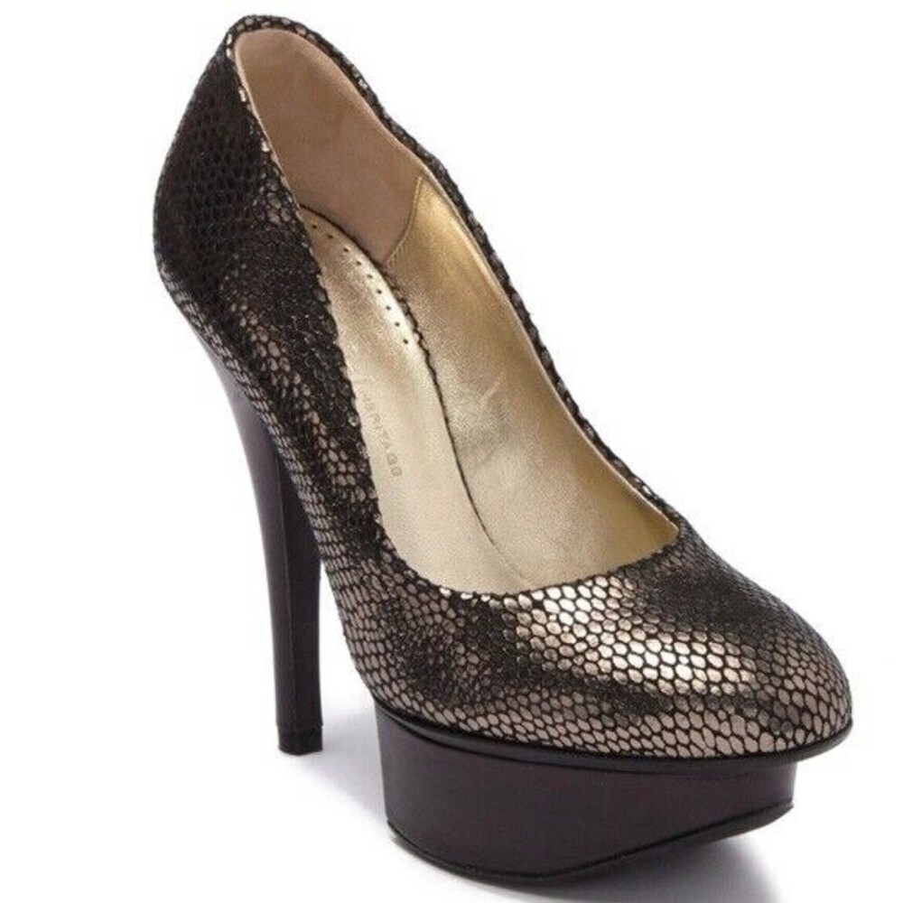 HALSTON Cindy platform pump black bronze‎ metallic size 6